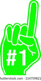 Vector Of A Green Foam Finger. Green Foam Finger With Number One.