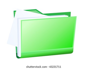 vector green folder with documents