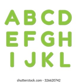 Vector green font with seam on transparent background