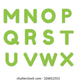Vector green font with seam on transparent background