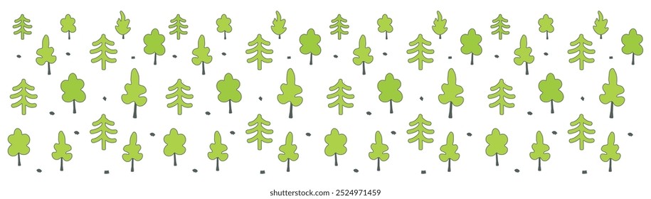 Vector green forest seamless pattern. Great for textiles, poster, wrapping, packaging, print, fabric.