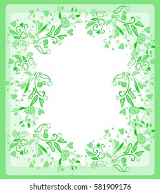 Vector green frame with floral ornament