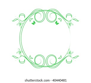 Vector green frame with flowers