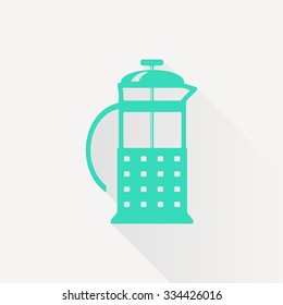 Vector green franch press icon on white background 