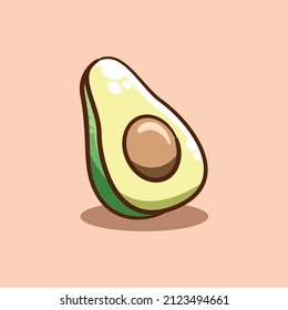 Vector green fresh sliced half cut avocado isolated