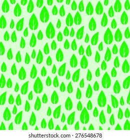 Vector Green Fresh Spring Leaves Background. Leaf Pattern