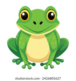 Vector of a green frog on white background.