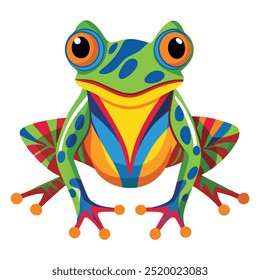 Vector a green frog on the white background