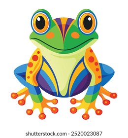 Vector a green frog on the white background