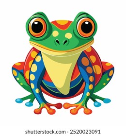 Vector a green frog on the white background