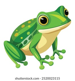 Vector a green frog on the white background