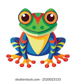 Vector a green frog on the white background