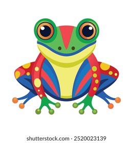 Vector a green frog on the white background