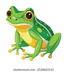 Vector a green frog on the white background