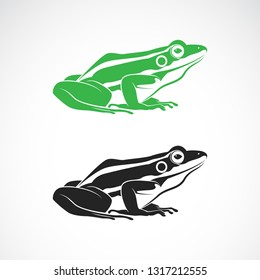 Vector of green frogs and black frog on white background. Amphibian. Animal. Frog Icon or logo. Easy editable layered vector illustration. 