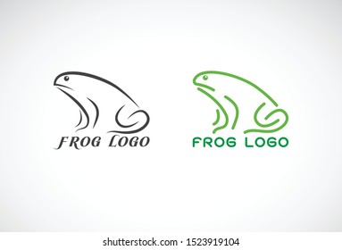 Vector of green frogs and black frog on white background. Amphibian. Animal. Frog logo or Icon. Easy editable layered vector illustration.