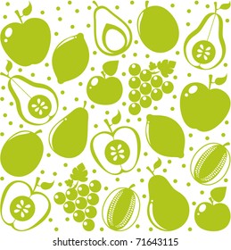 Vector green fruits background