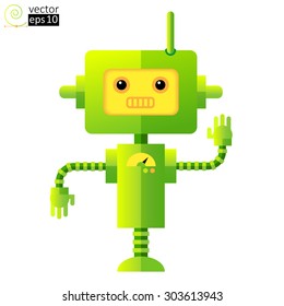 vector green funny cartoon robot