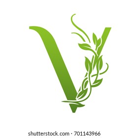 Vector Green Garden Letter V Logo