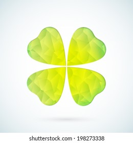 Vector green geometric clover leaf background