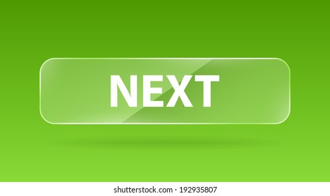 vector green glass button with white sign next and reflection