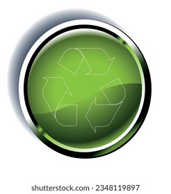 vector green globe earth with recycle sign