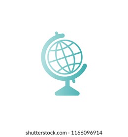 Vector green globe, planet mockup icon. Symbol of environment, geography and planet earth. Education and back to school symbol, isolated illustration