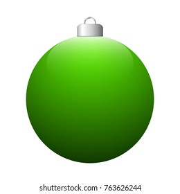 Vector green glossy Christmas ball isolated on white background