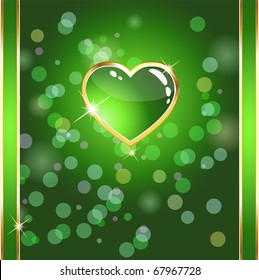 Vector green glossy heart card