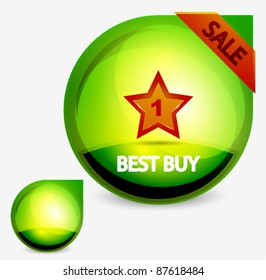 Vector green glossy sale tag