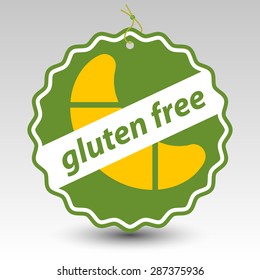 vector green gluten free paper price tag label with string eyelet with roll pastry