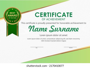 Vector Green Gold Certificate Template Stock Vector (Royalty Free ...