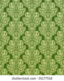 Vector green and gold decorative royal seamless floral ornament