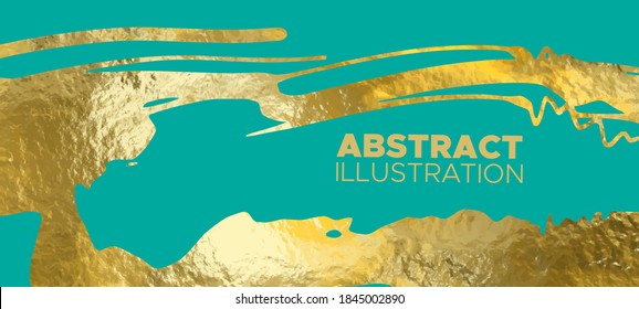 Vector Green and Gold Design Templates for Brochures, Flyers, Mobile Technologies, Applications, Online Services, Typographic Emblems, Logo, Banners and Infographic. Golden Abstract Background.