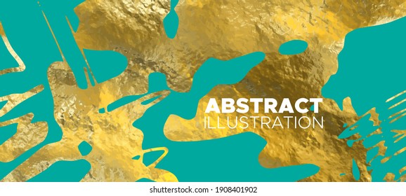 Vector Green and Gold Design Templates for Brochures, Flyers, Mobile Technologies, Applications, Online Services, Typographic Emblems, Logo, Banners and Infographic. Golden Abstract Background.