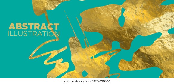 Vector Green and Gold Design Templates for Brochures, Flyers, Mobile Technologies, Applications, Online Services, Typographic Emblems, Logo, Banners and Infographic. Golden Abstract Background.