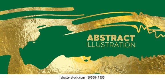 Plantillas de diseño Vector Green y Gold para folletos, volantes, tecnologías móviles, aplicaciones, servicios en línea, emblemas tipográficos, logotipo, banners e infografía. Fondo Resumen de Oro.