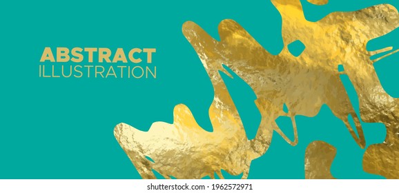 Vector Green and Gold Design Templates for Brochures, Flyers, Mobile Technologies, Applications, Online Services, Typographic Emblems, Logo, Banners and Infographic. Golden Abstract Background.