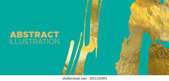 Plantillas de diseño Vector Green y Gold para folletos, volantes, tecnologías móviles, aplicaciones, servicios en línea, emblemas tipográficos, logotipo, banners e infografía. Fondo Resumen de Oro.