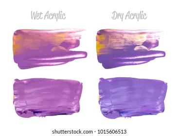 Vector green and gold paint smear stroke stain set. Abstract gold glittering textured art illustration. Gold Texture Paint Stain Illustration. Hand drawn brush strokes vector elements. Acrilyc strokes
