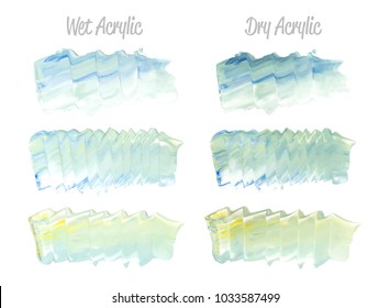 Vector green and gold paint smear stroke stain set. Abstract gold glittering textured art illustration. Gold Texture Paint Stain Illustration. Hand drawn brush strokes vector elements. Acrilyc strokes