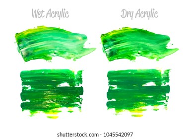 Vector green and gold paint smear stroke stain set. Abstract acrylic textured art illustration. Gold Texture Paint Stain Illustration. Hand drawn brush strokes vector elements. St. Patrick's Day.