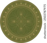 Vector green with gold round ancient Byzantine ornament. Classical circle of the Eastern Roman Empire, Greece. Pattern motifs of Constantinople