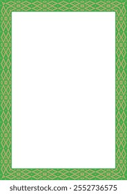 Vector green gold square belarusian national ornament frame. Ethnic pattern rectangle of Slavic peoples, Russian, Ukrainian, Serb, Pole, Bulgarian. Cross stitch template
