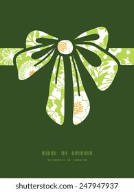 Vector green and golden garden silhouettes gift bow silhouette pattern frame