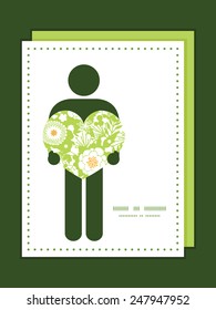 Vector green and golden garden silhouettes man in love silhouette frame pattern invitation greeting card template