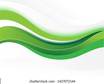 Vector green gradient abstract background. Wavy waves banner color line for web banner. 