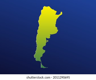 Vector green gradient of Argentina map on dark background.