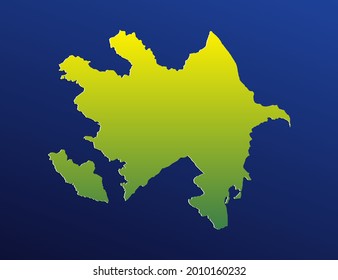 Vector green gradient of Azerbaijan map on dark background.