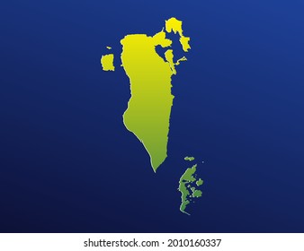Vector green gradient of Bahrain map on dark background.